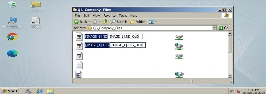 Rename the .ND and .TLG Files