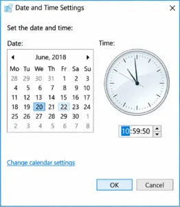 correct the date and time settings