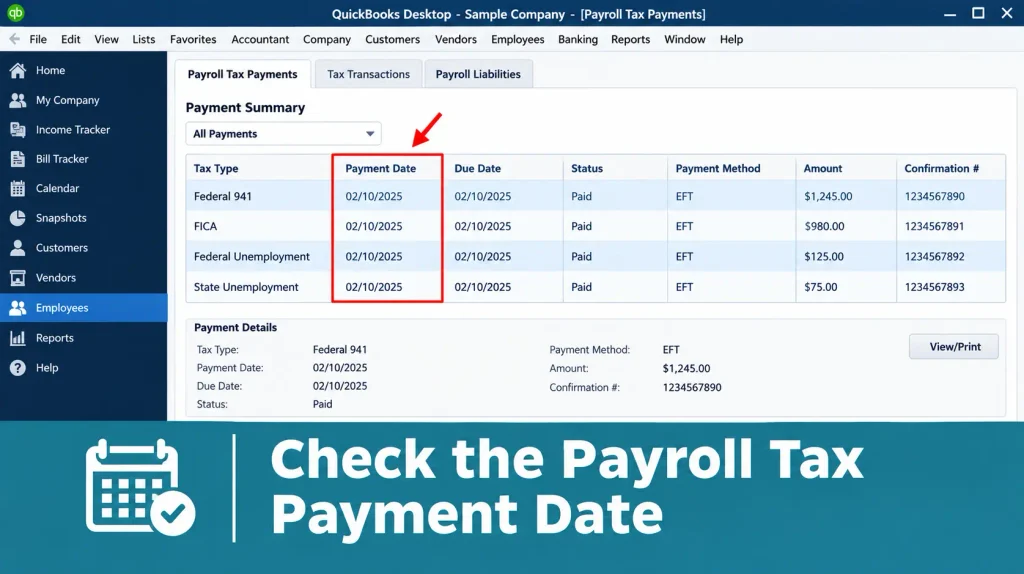 Check the Payroll Tax Payment Date
