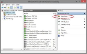 Create a new rule in firewall settings
