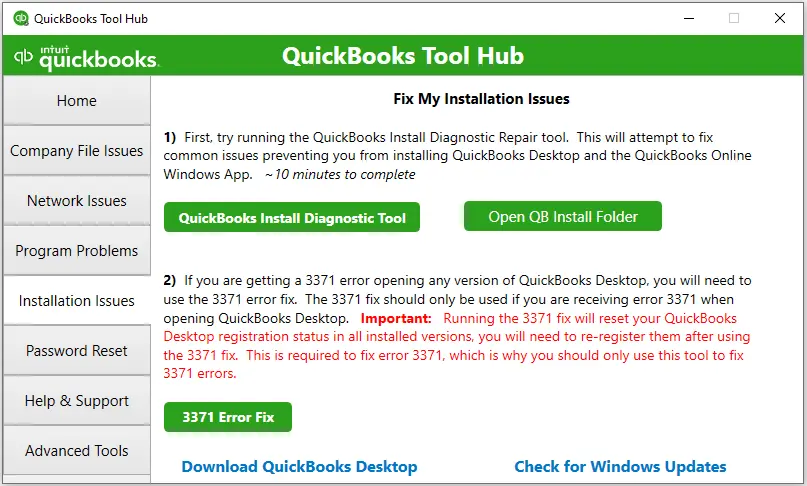 Intuit QuickBooks tool hub Installation Issues