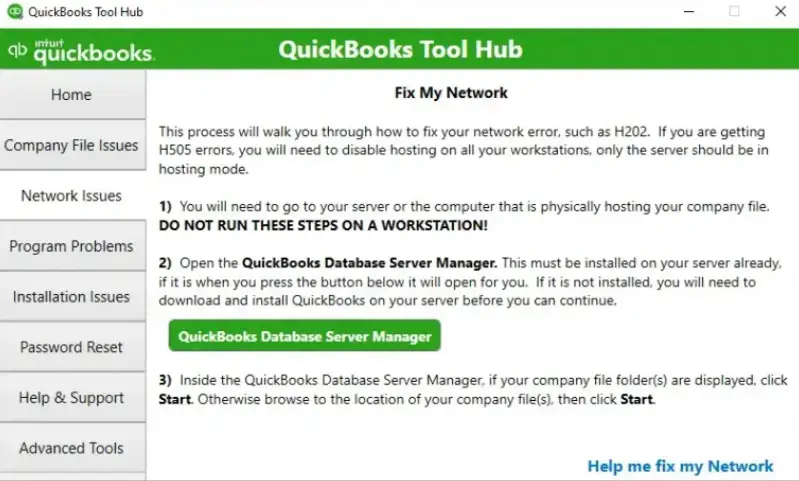 Intuit QuickBooks tool hub Network Issues