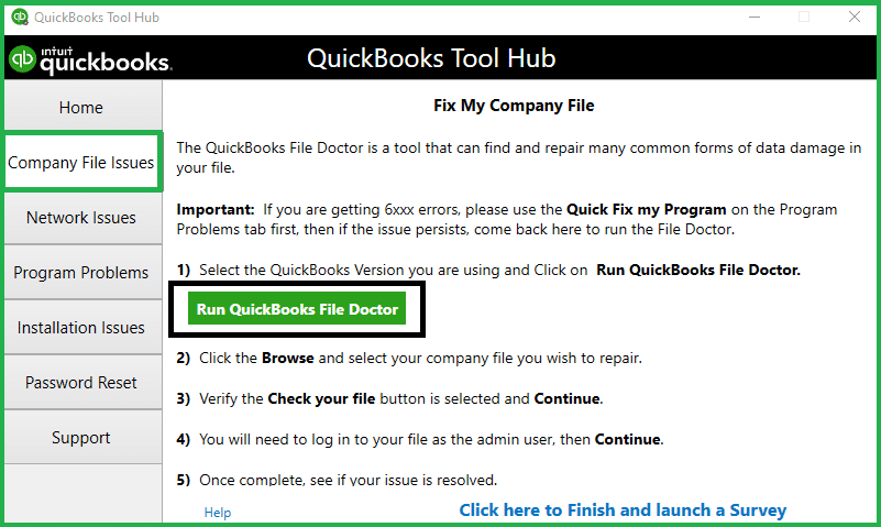 Run QuickBooks File Doctor
