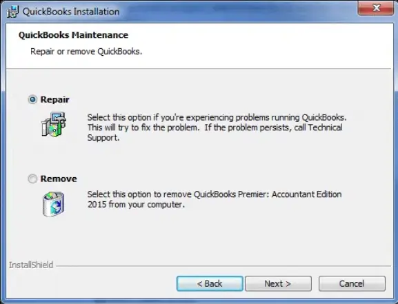 quickbooks installation repair or remove
