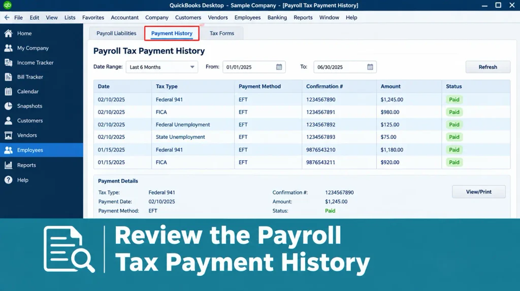 Review the Payroll Tax Payment History
