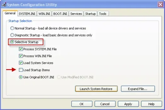 load selective startup
