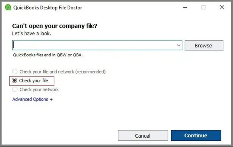 Select Company File Issues
