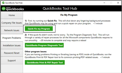 Quick Fix My Program QuickBooks Tools Hub
