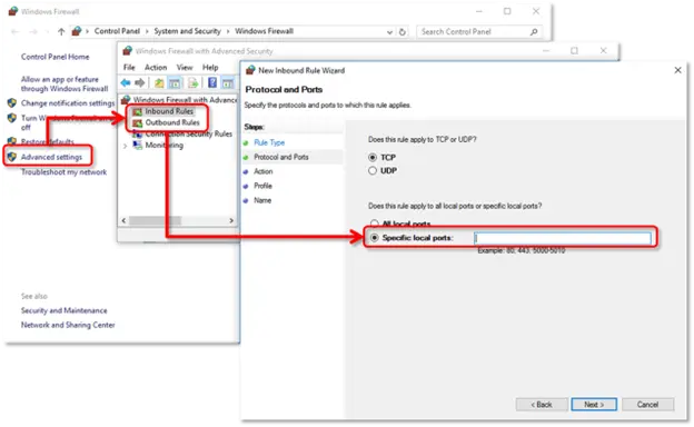 Create Outbound Firewall Port Rules
