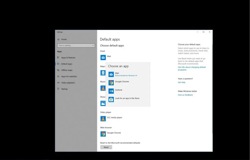 Set Microsoft Outlook as the Default Mail App
