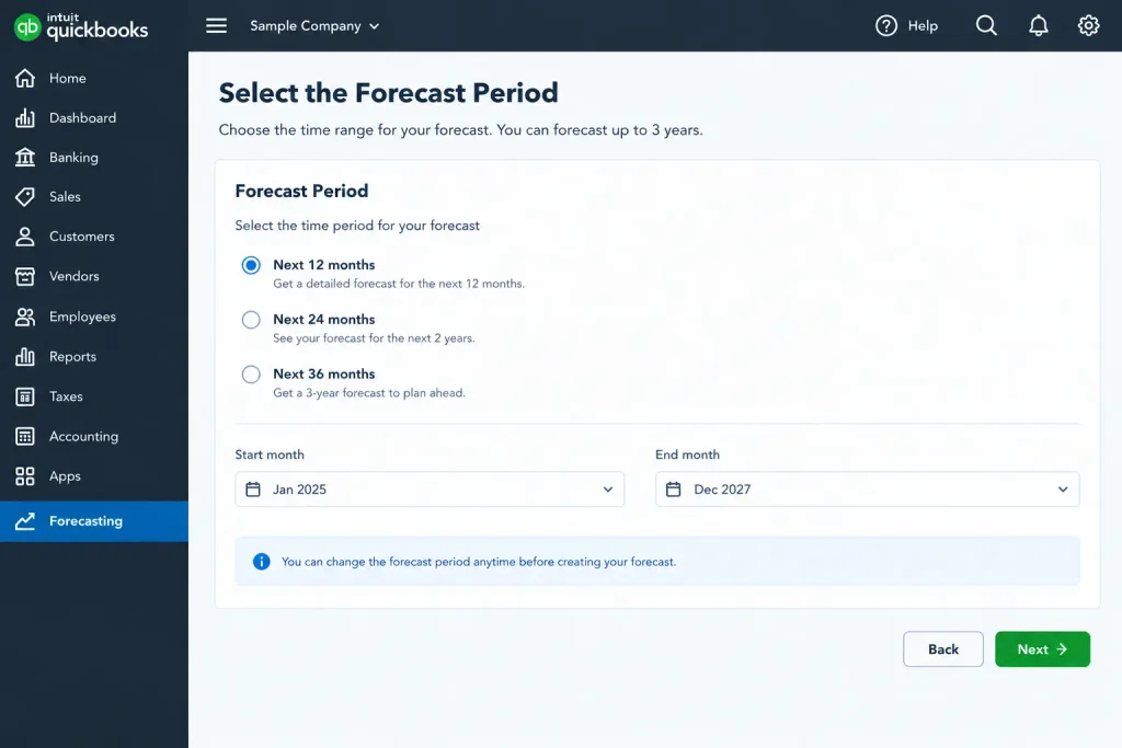 Select the Forecast Period
