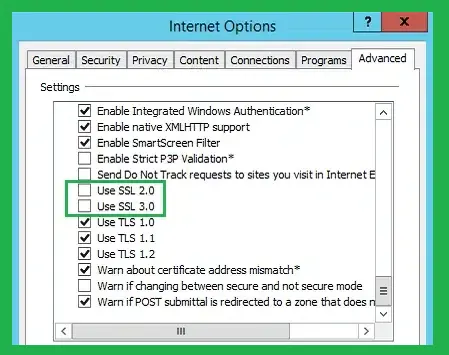 Check SSL and TLS Settings